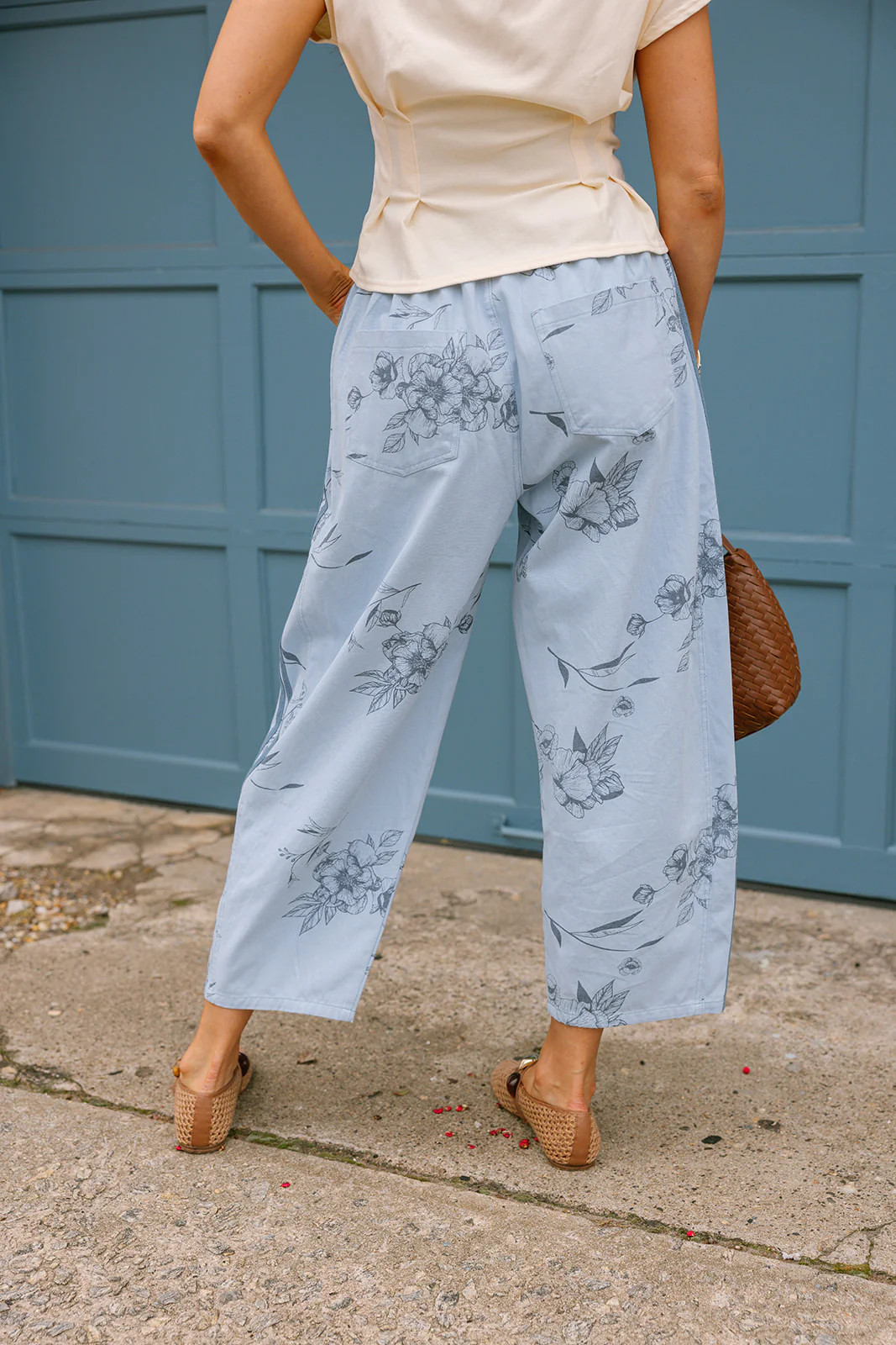 Sophia Light Blue Floral Barrel Jeans - Image 7