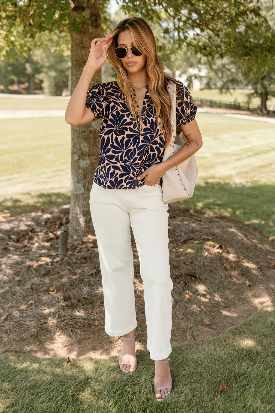 Sophia Navy & Clay Floral Top - Image 2