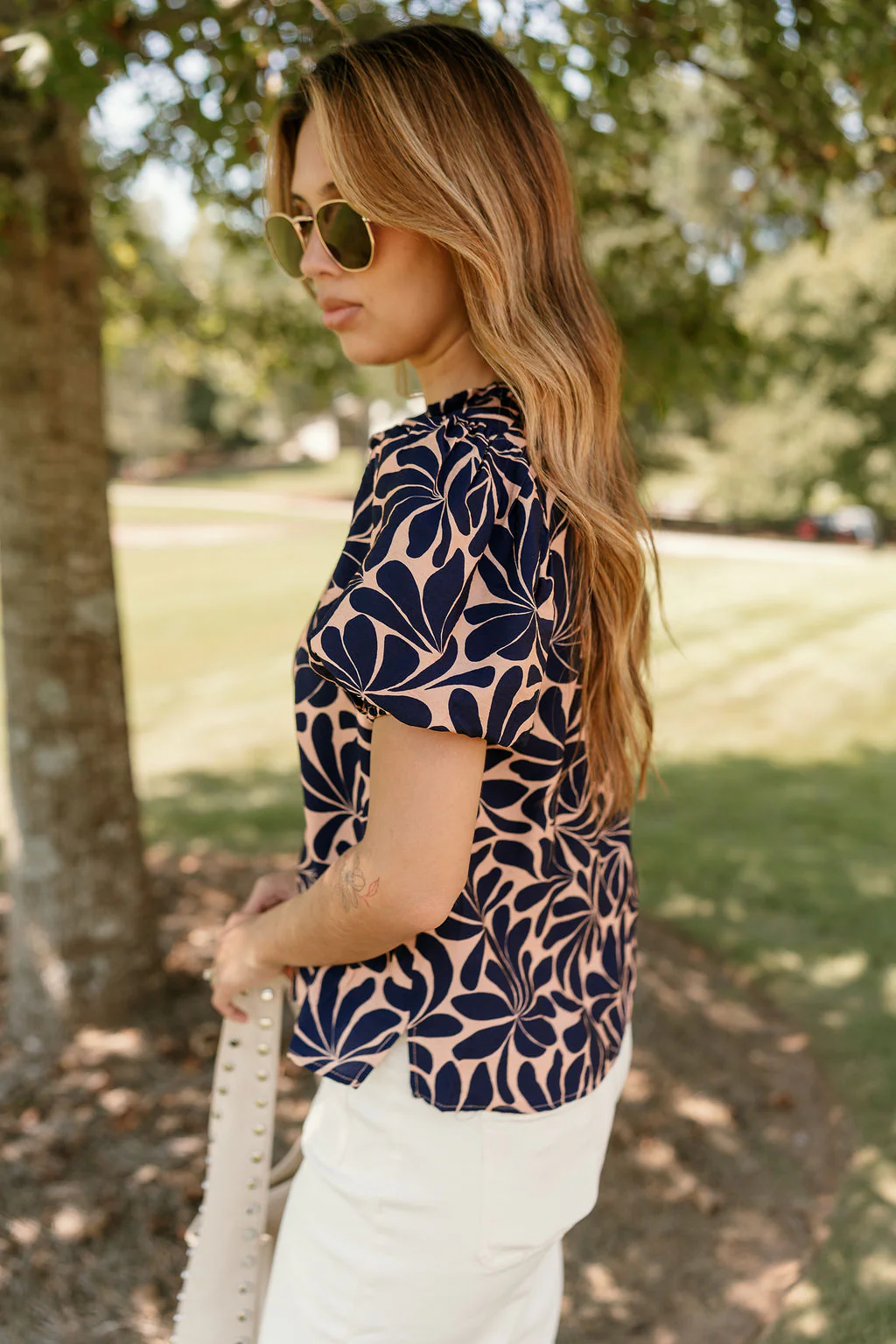 Sophia Navy & Clay Floral Top - Image 4