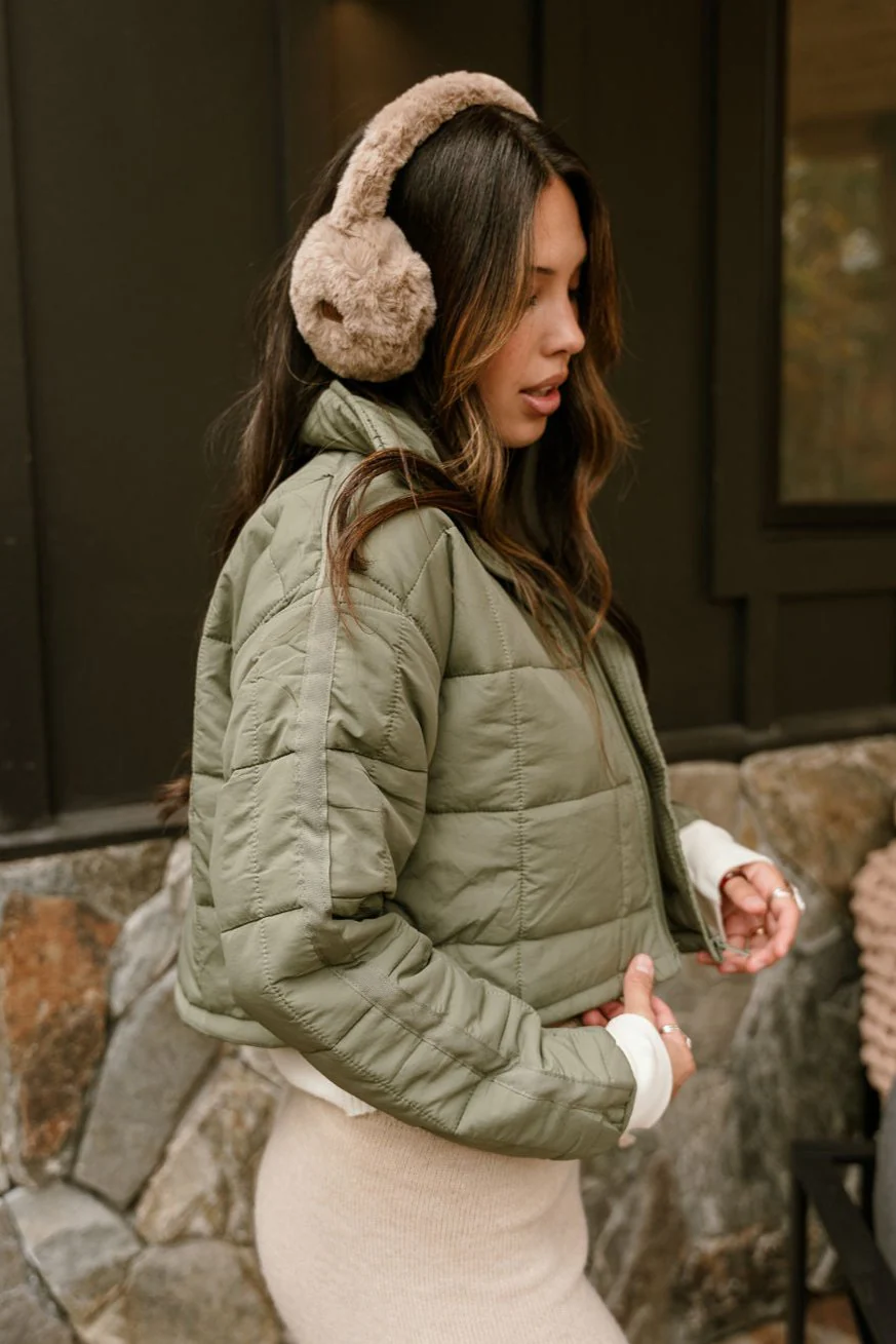 Sophia Olive Quilted Puffer Jacket - Image 4