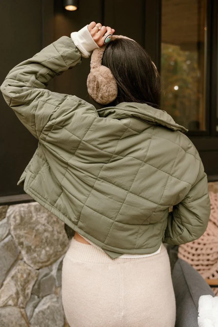 Sophia Olive Quilted Puffer Jacket - Image 5