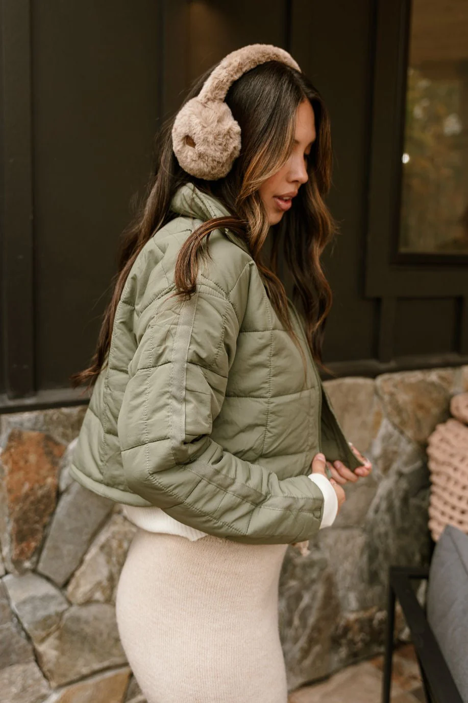 Sophia Olive Quilted Puffer Jacket - Image 6