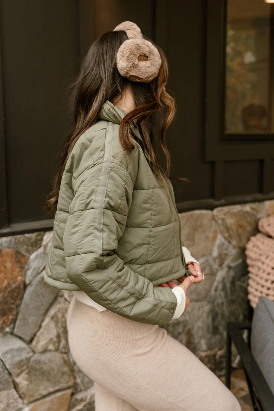 Sophia Olive Quilted Puffer Jacket - Image 7