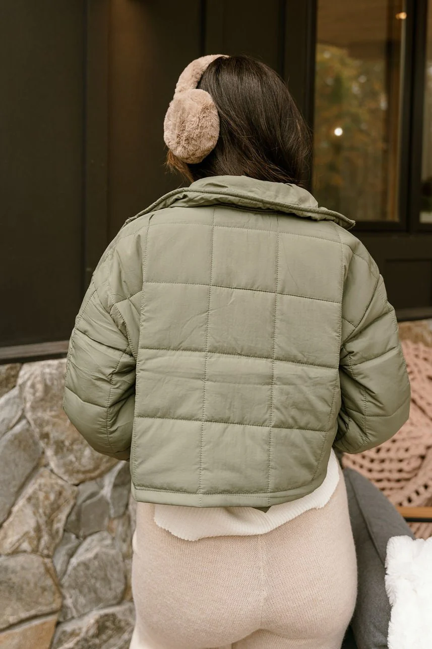 Sophia Olive Quilted Puffer Jacket - Image 8