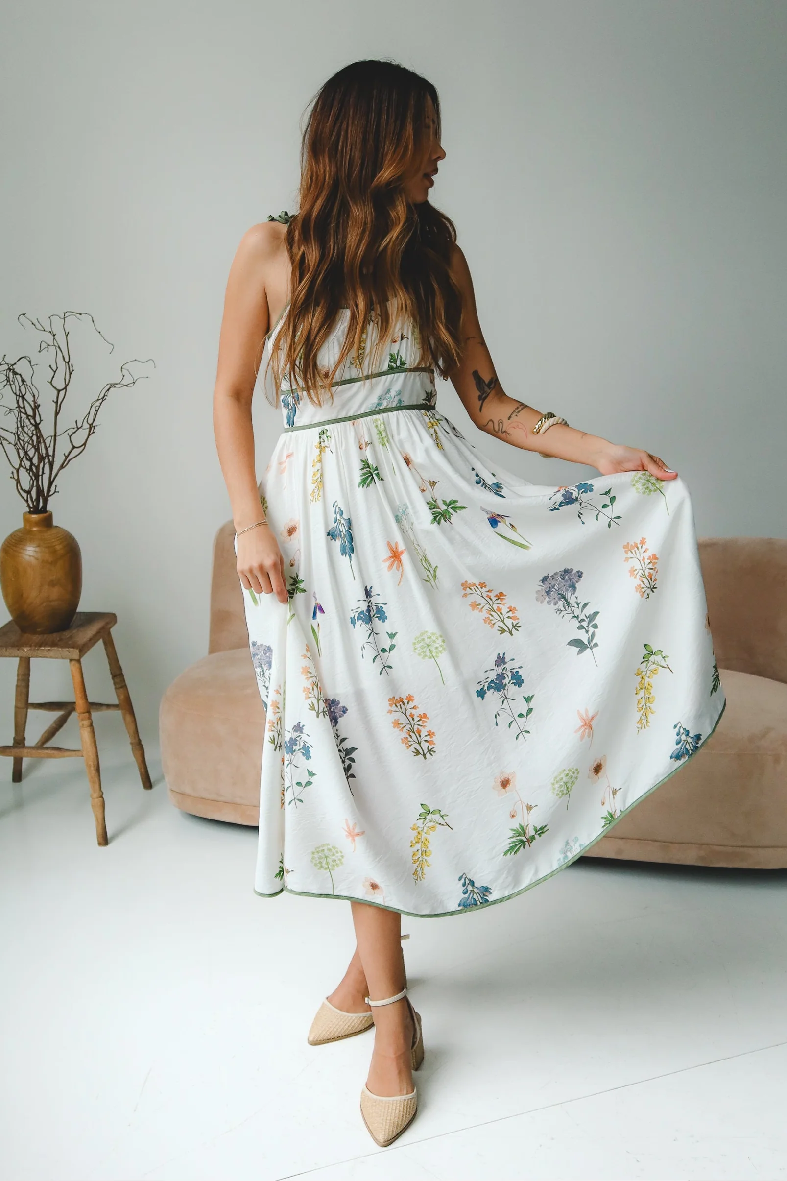 Sophia White Multi Floral Midi Dress - Image 3