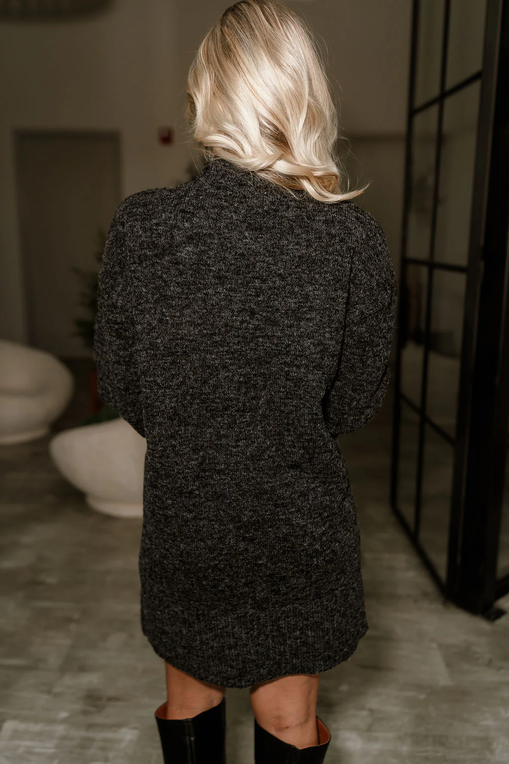 Sophie Black Mini Sweater Dress - Image 9