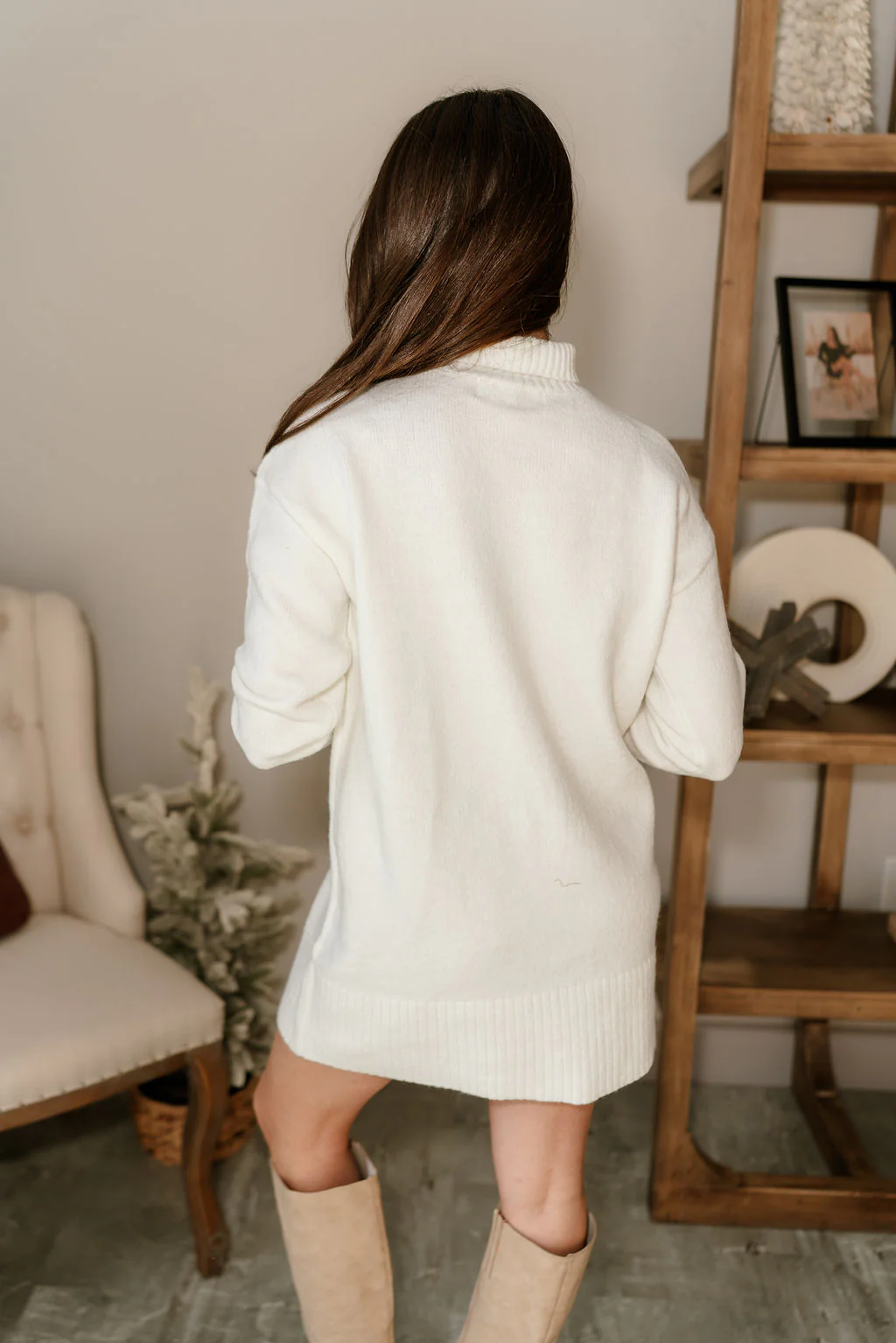 Sophie Cream Mini Sweater Dress - Image 10