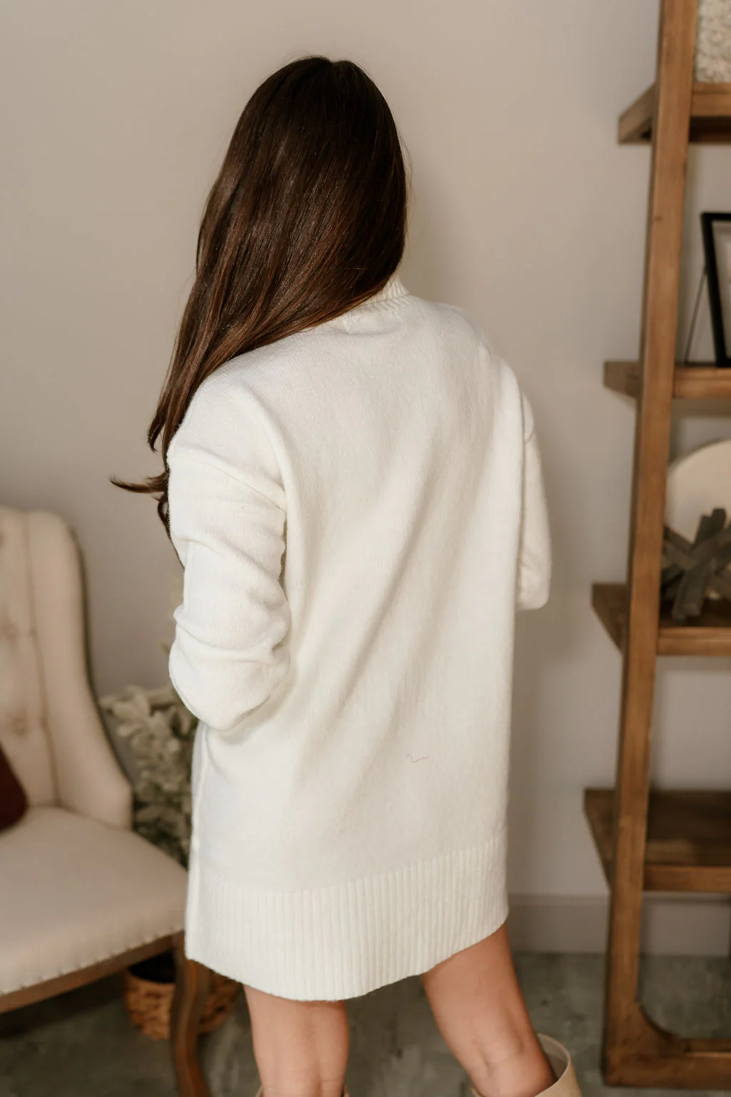 Sophie Cream Mini Sweater Dress - Image 4