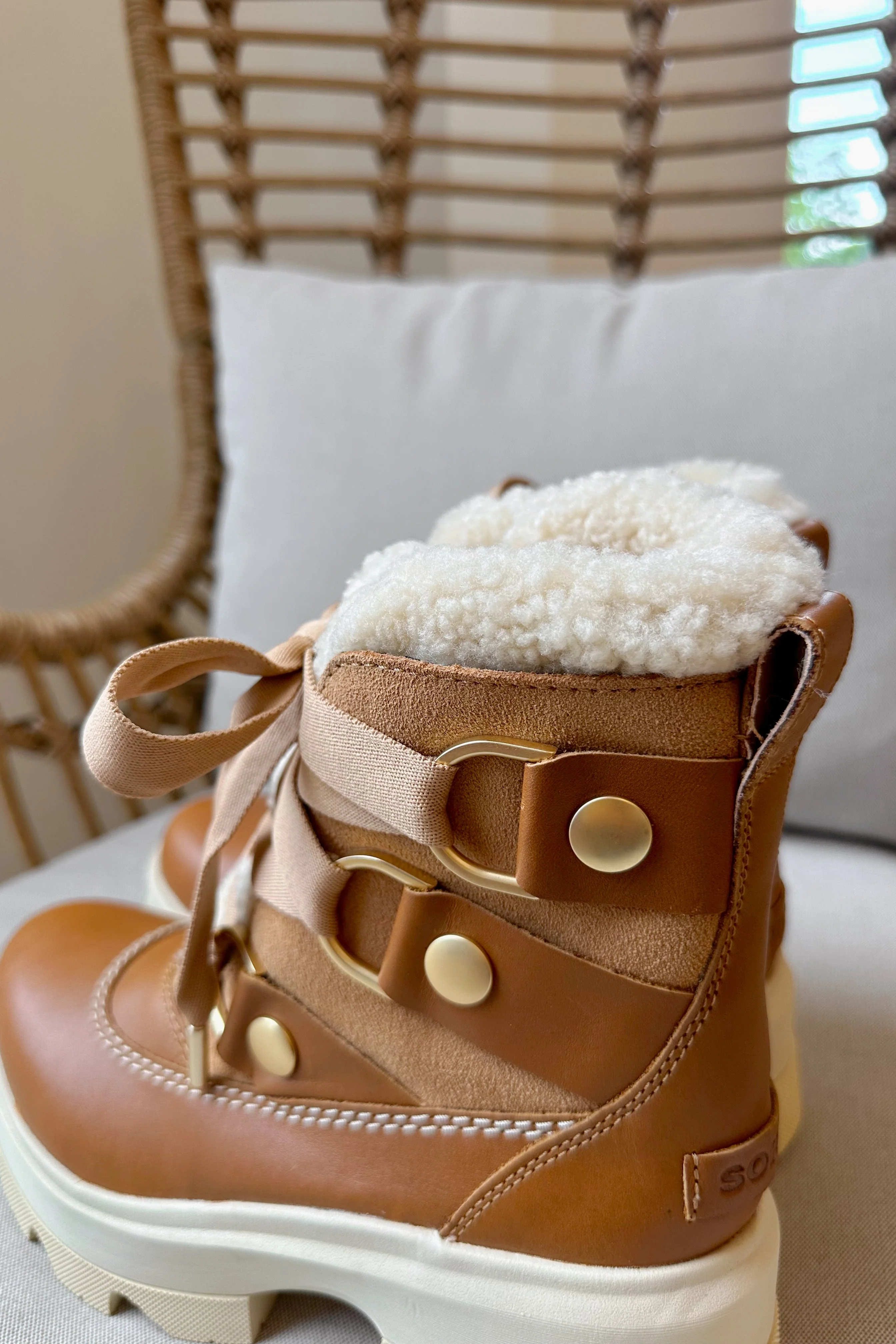 Sorel Joan Frwd Cozy Tawny Buff & Honey White Waterproof Boot - Image 3