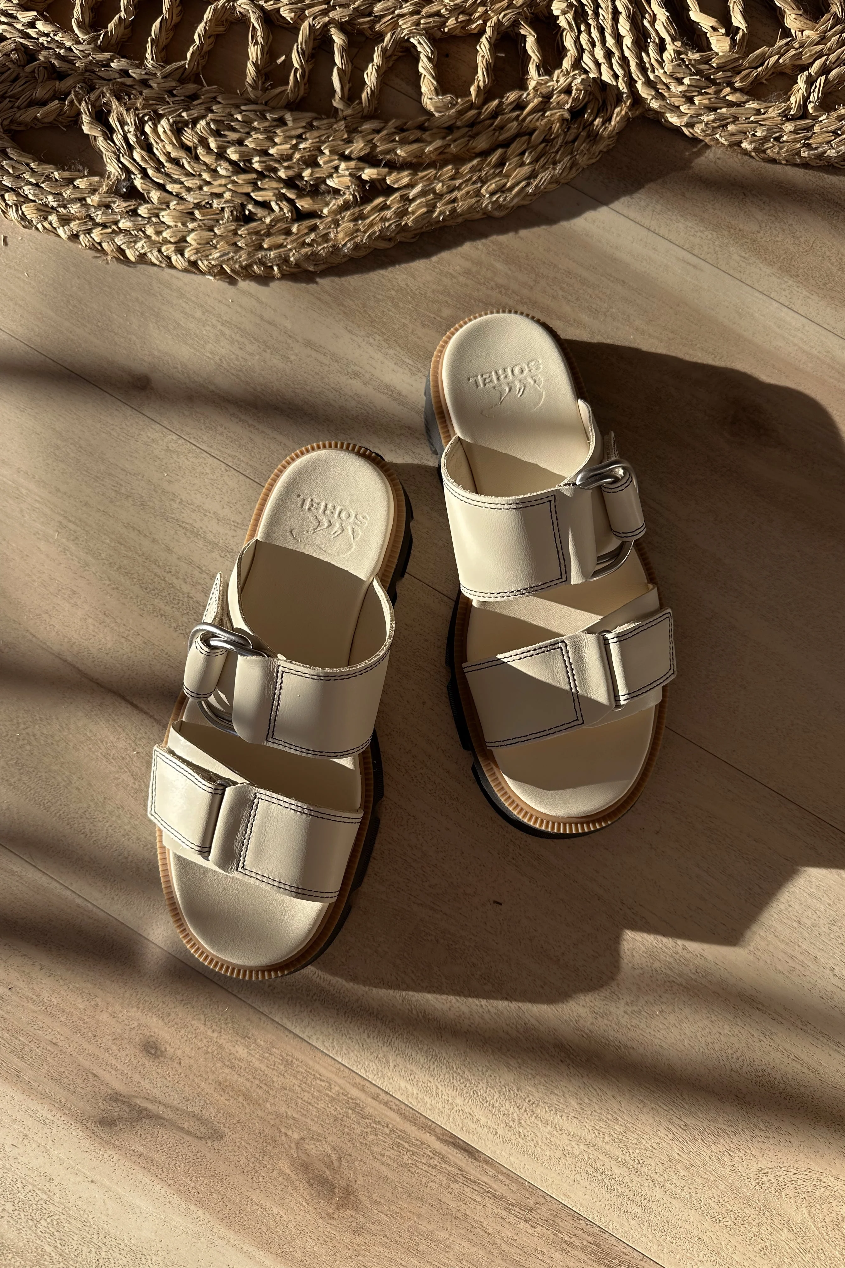 Sorel Rein CB Slide Chalk & Black Ceramic Sandal - Image 4