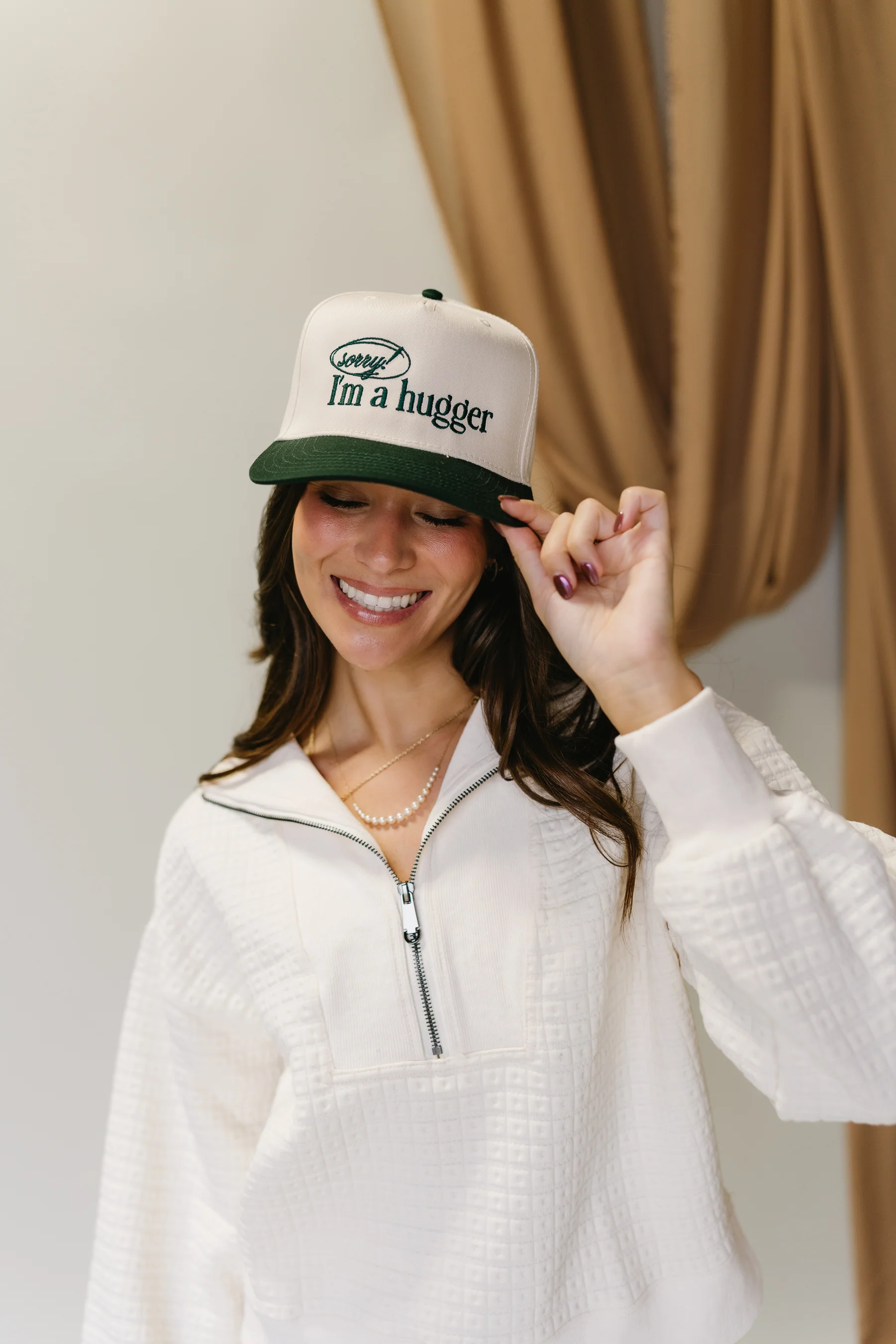 Sorry I'm A Hugger Green Trucker Hat - Image 3