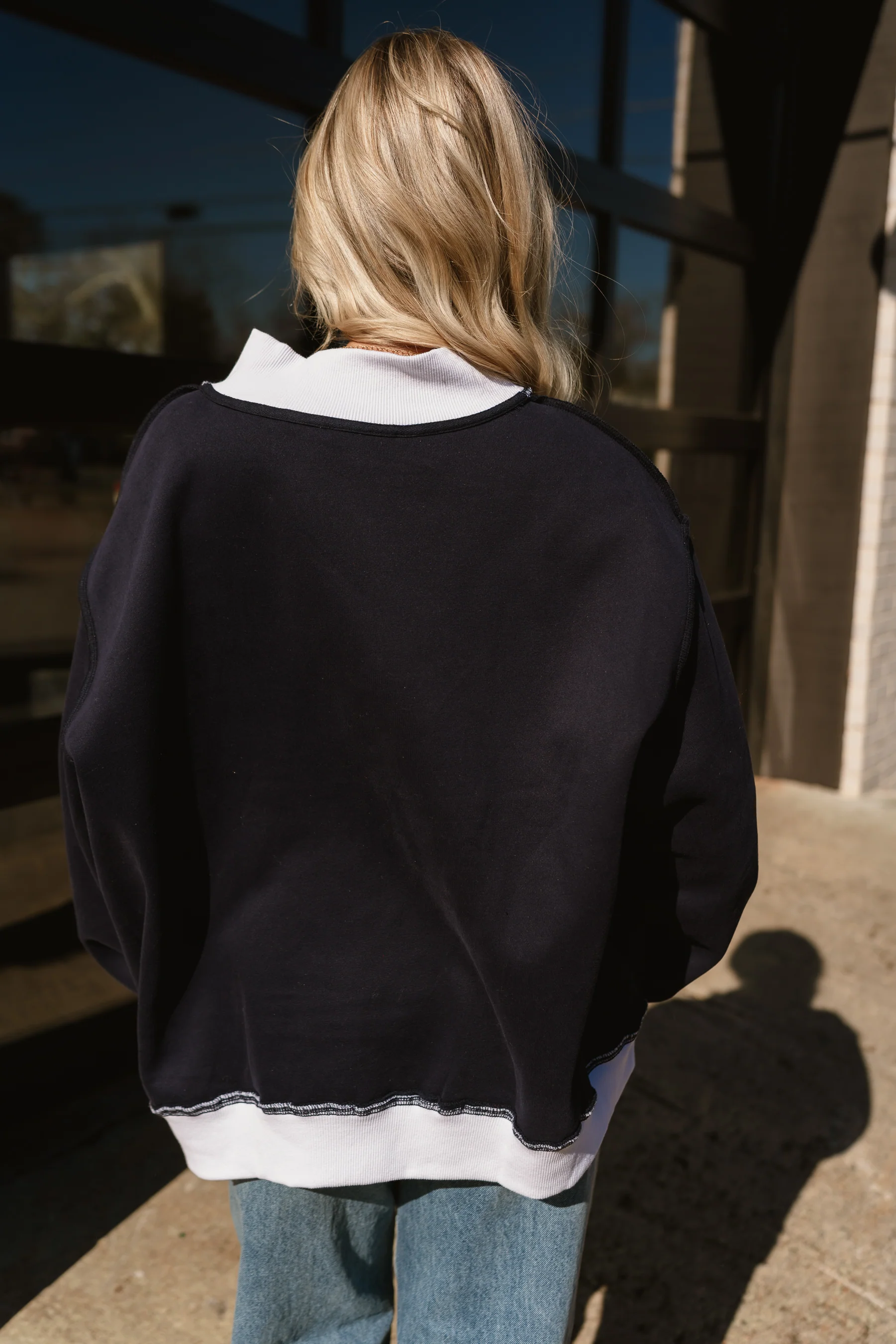 Southern Navy Blue & White Mock Neck Sweatshirt - Image 11