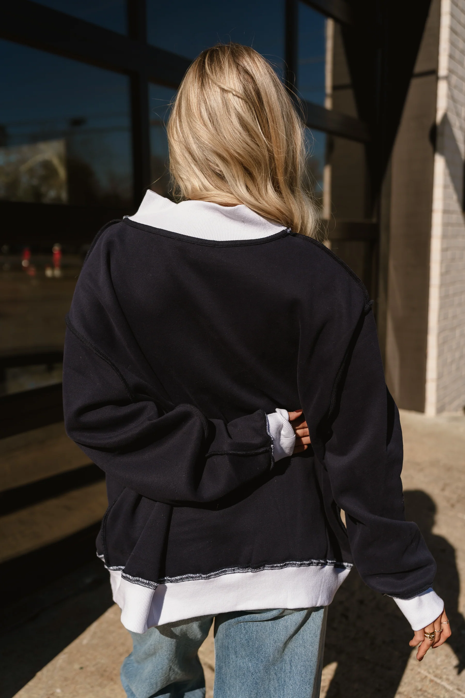 Southern Navy Blue & White Mock Neck Sweatshirt - Image 4