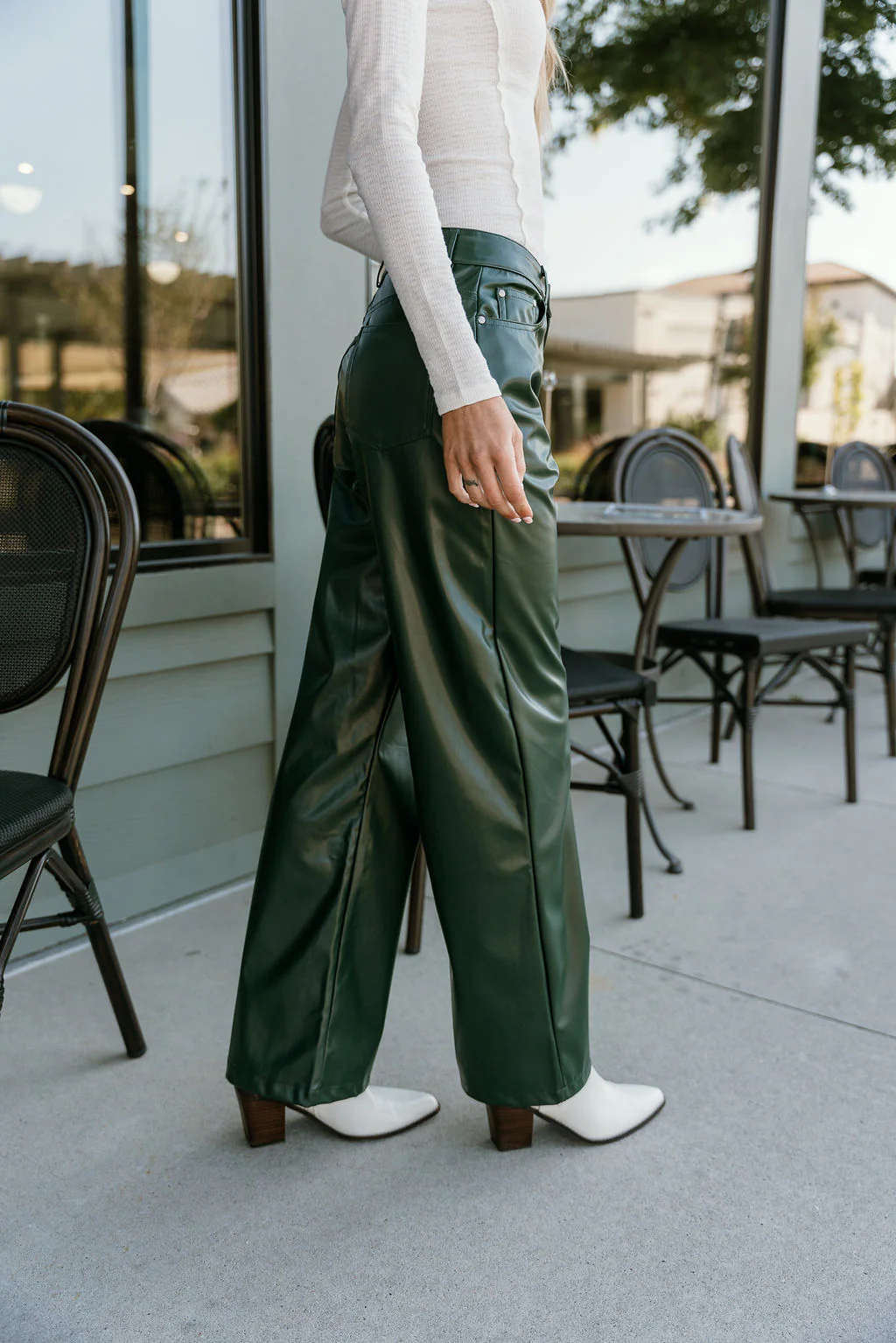 Kilah Dark Green Faux Leather Pants - Image 6