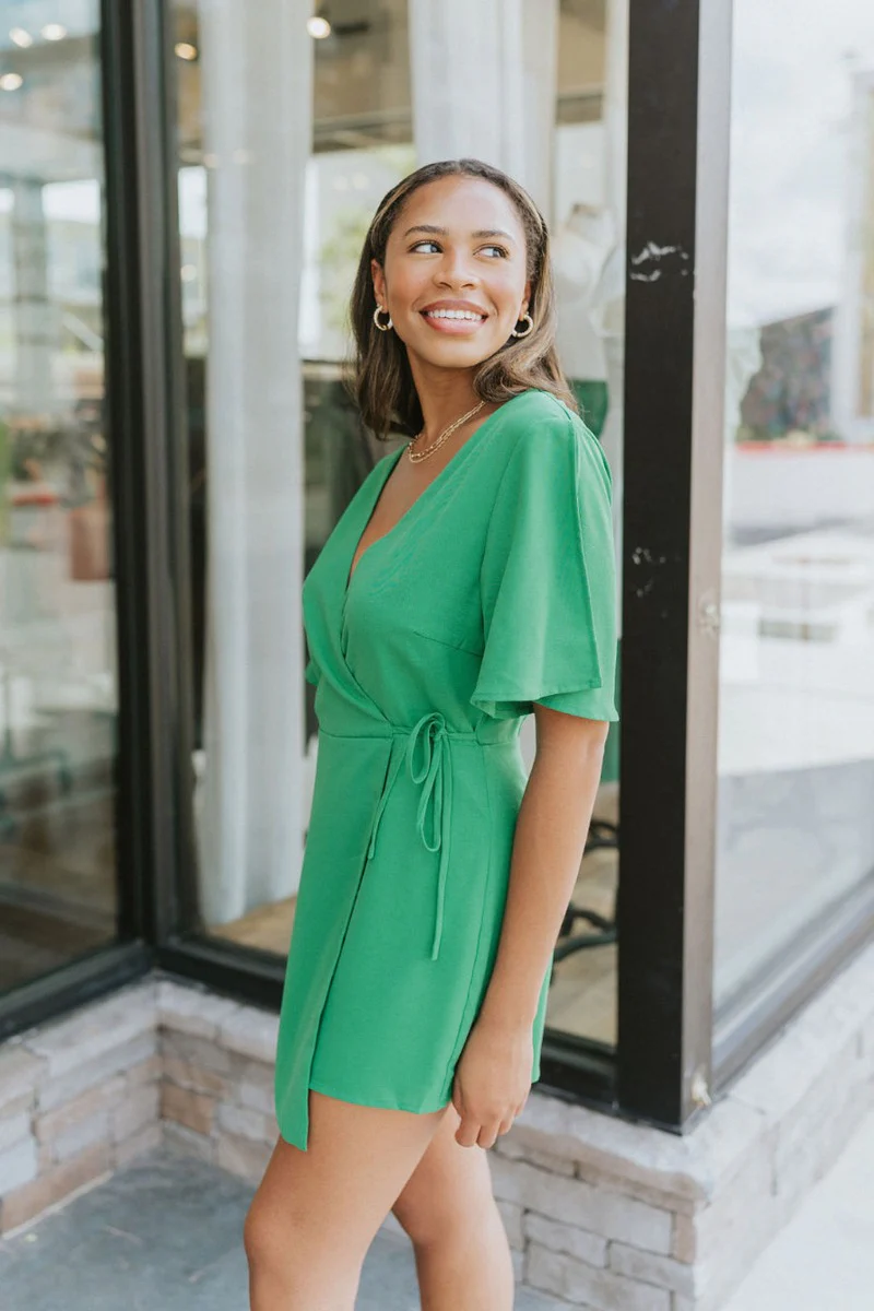 Speechless Romper In Green - Image 3