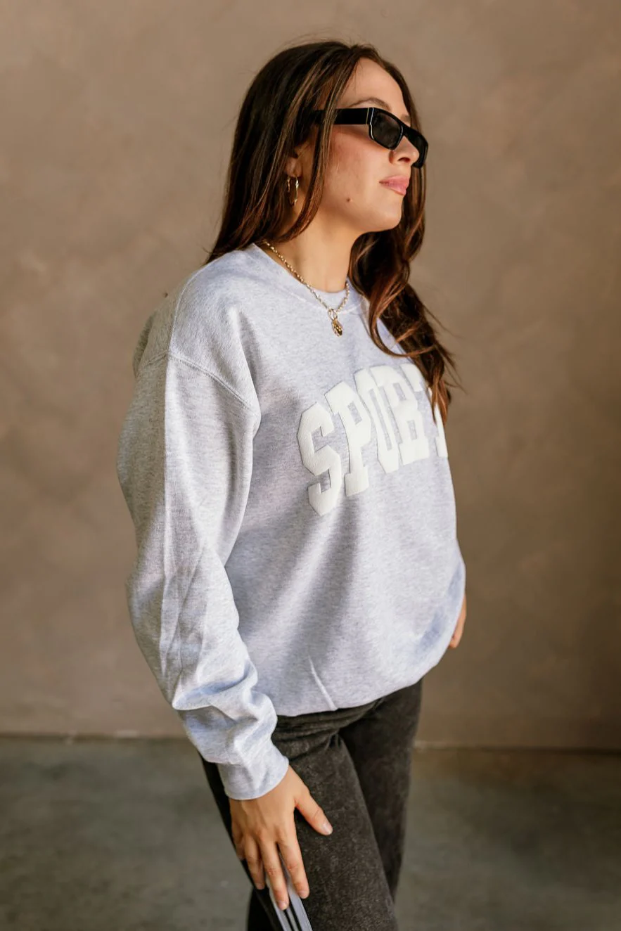 Sports Grey Crew Neck Sweatshirt - Image 3