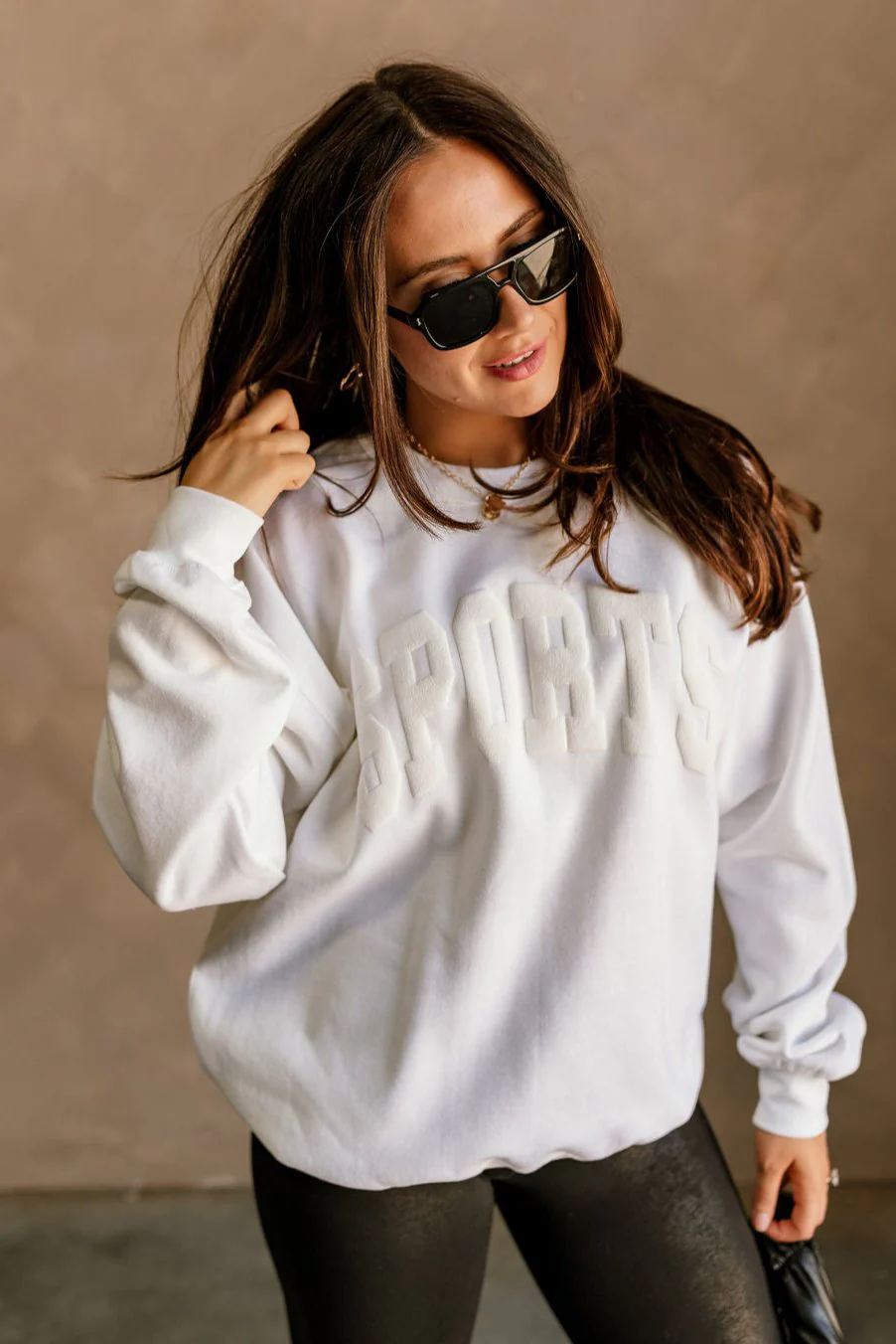 Sports White Crew Neck Sweatshirt - Image 2