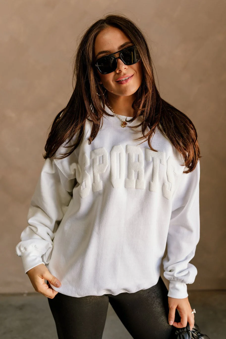 Sports White Crew Neck Sweatshirt - Image 3