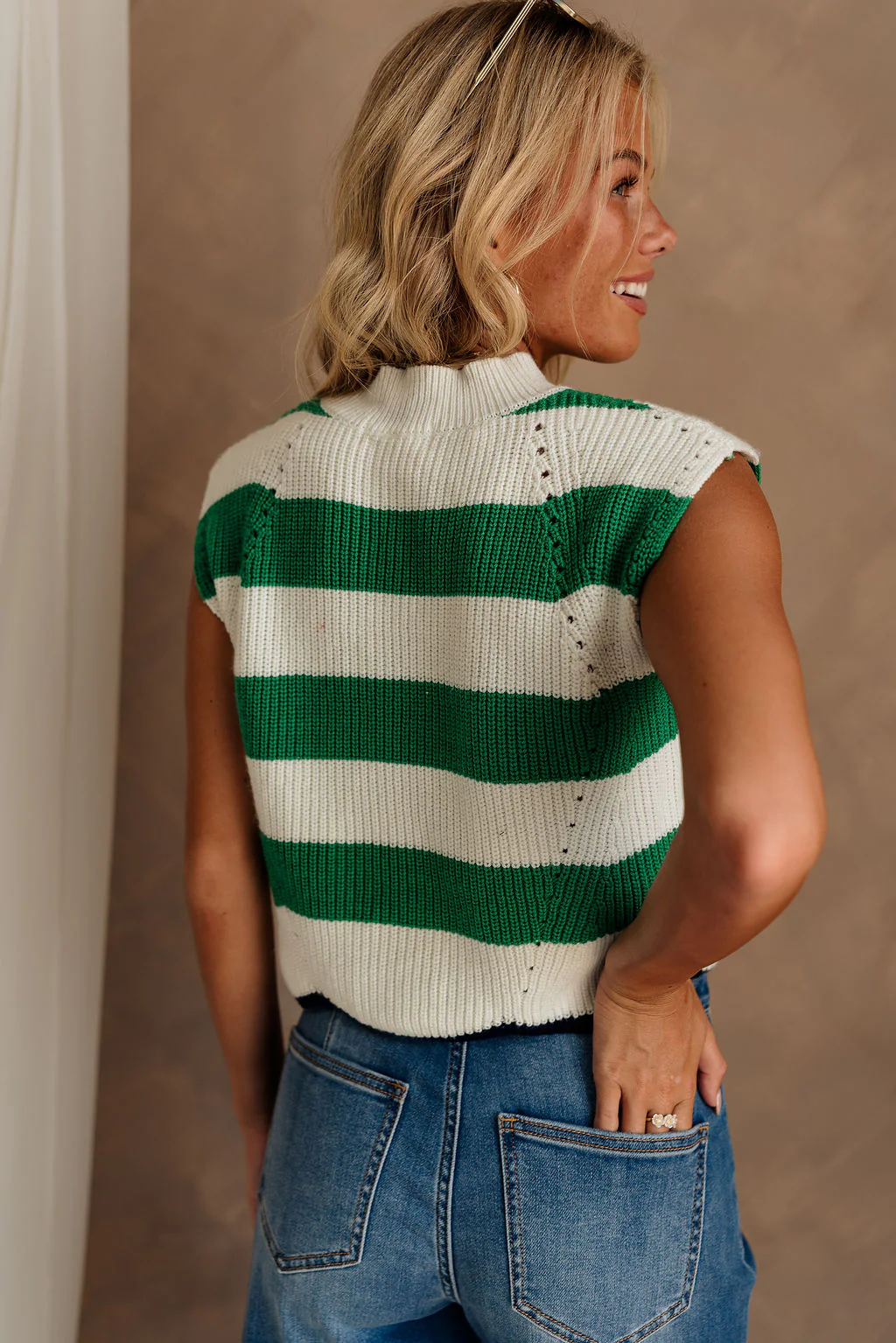 Stacia Green & White Striped Sweater Tank - Image 6