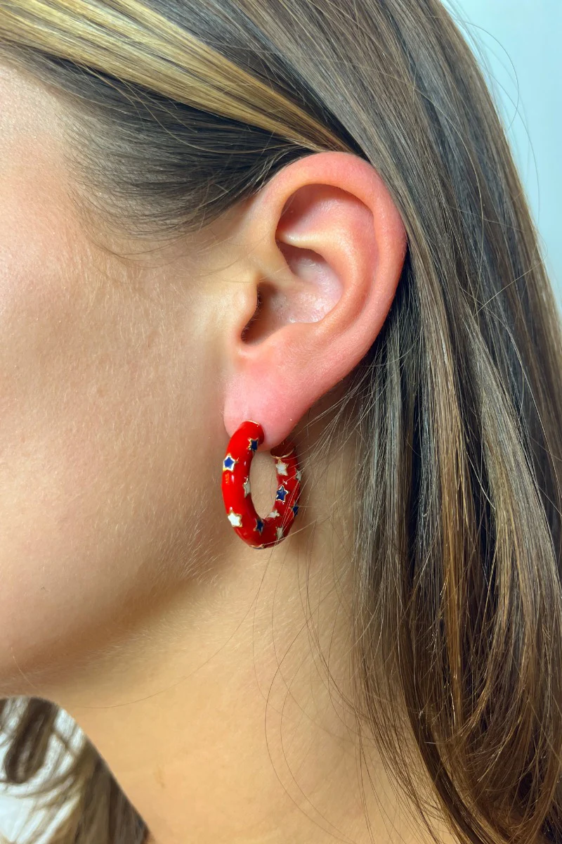 Star Gazing Earrings in Red