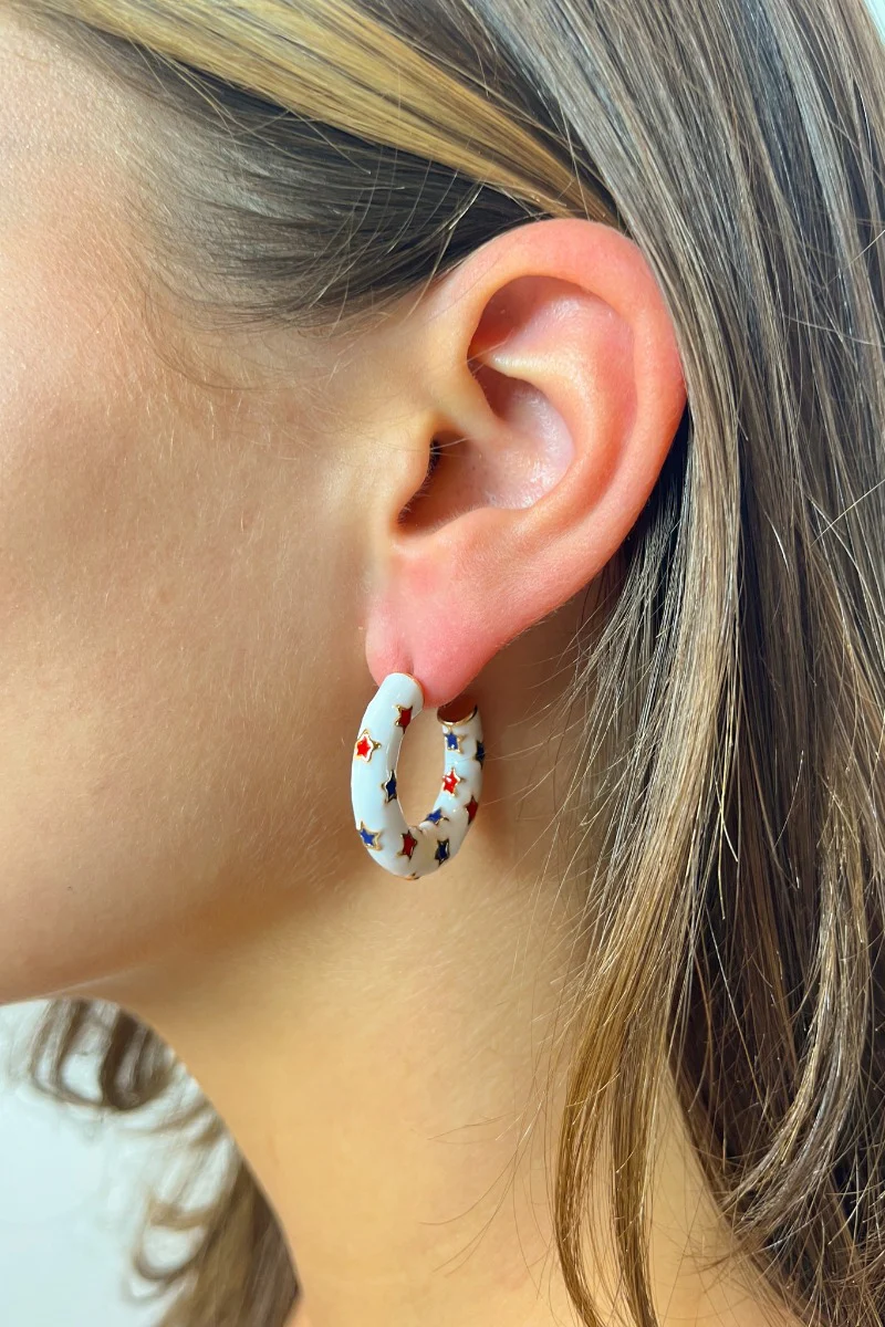 Star Gazing Earrings in White