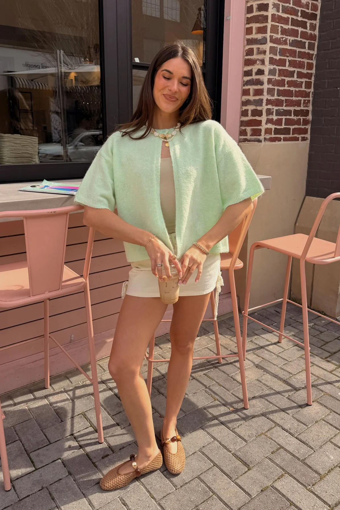 Steffy Cream Denim & Lace Mini Skirt - Image 6
