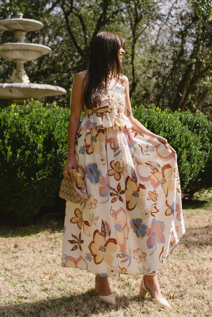 Stella Beige Multi Floral Maxi Skirt