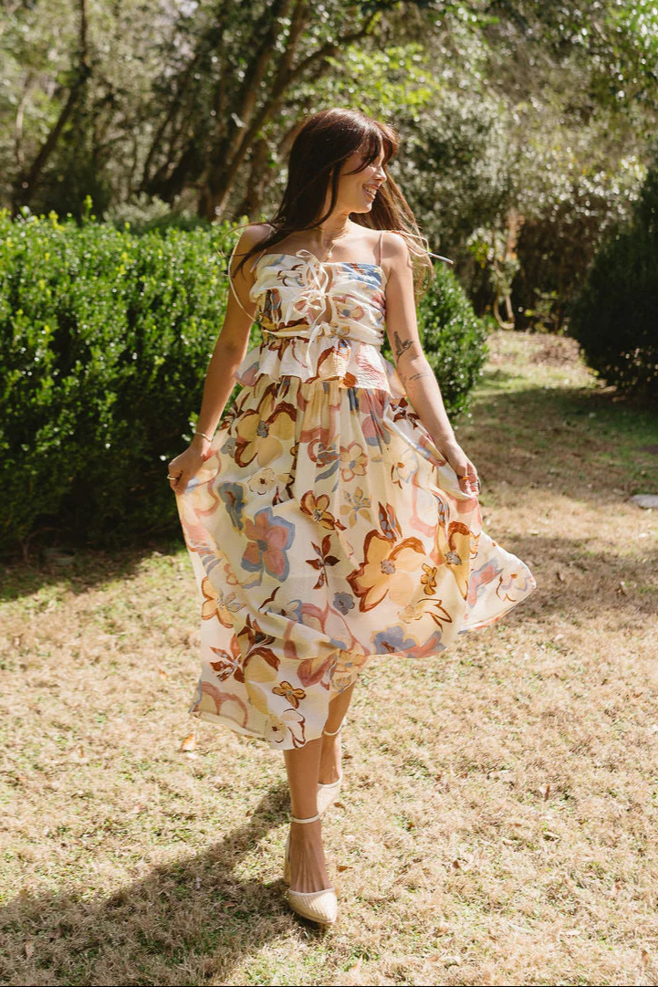 Stella Beige Multi Floral Maxi Skirt - Image 8