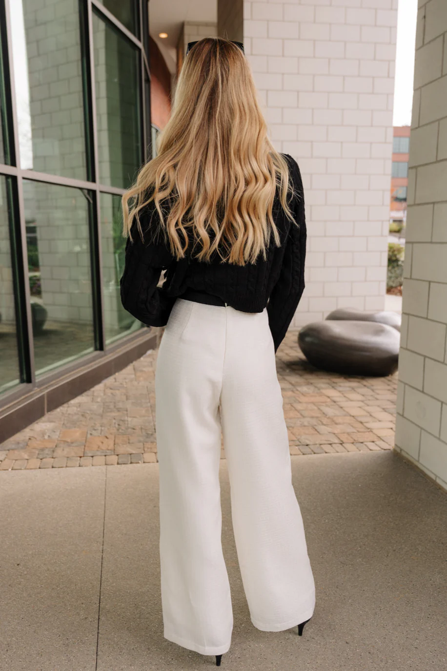 Stella Black & Cream Pearl Wide Leg Pants - Image 4