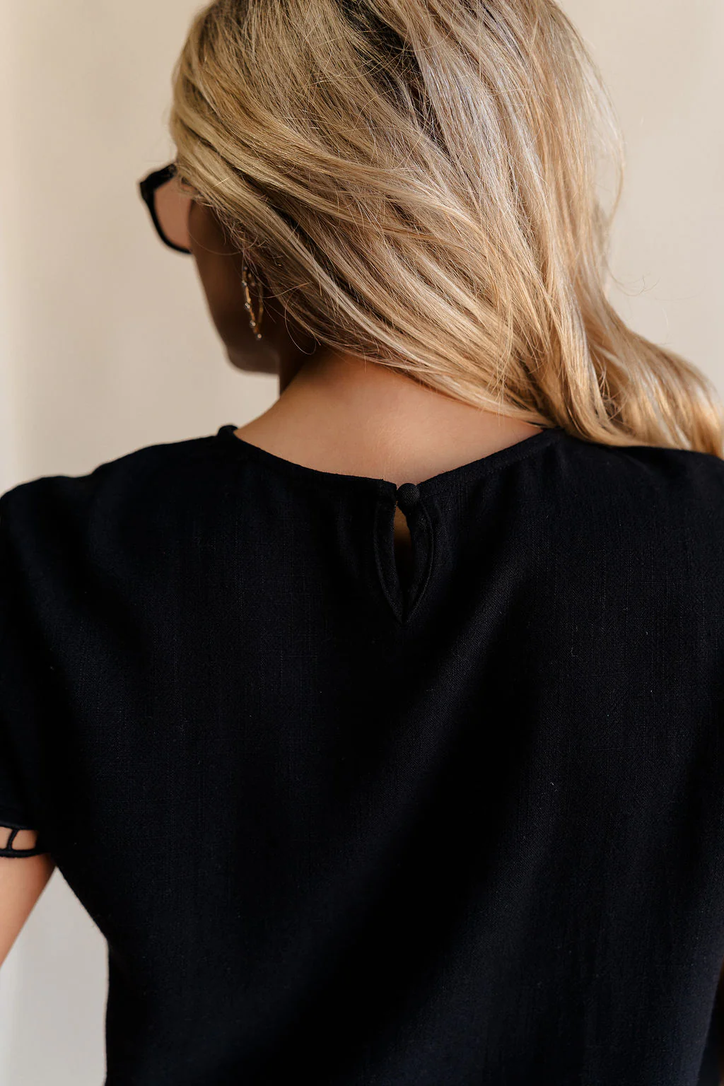 Stella Black Floral Trim Short Sleeve Top - Image 8
