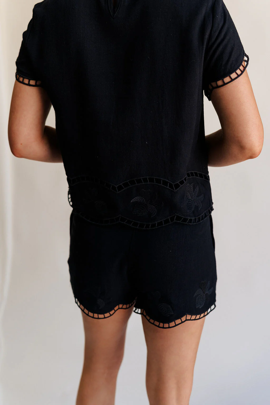 Stella Black Floral Trim Shorts - Image 6