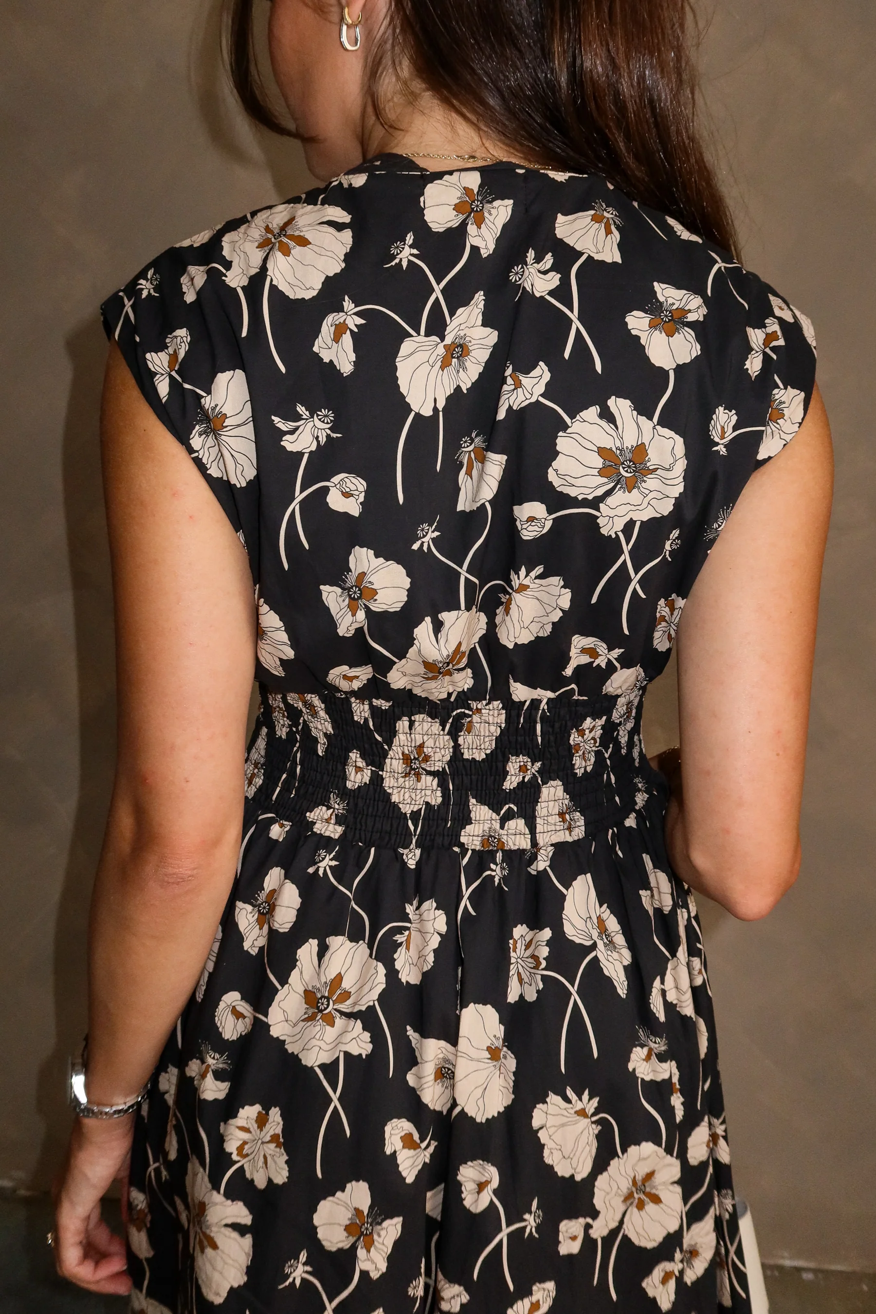 Stella Black Floral Zip-Up Midi Dress - Image 3
