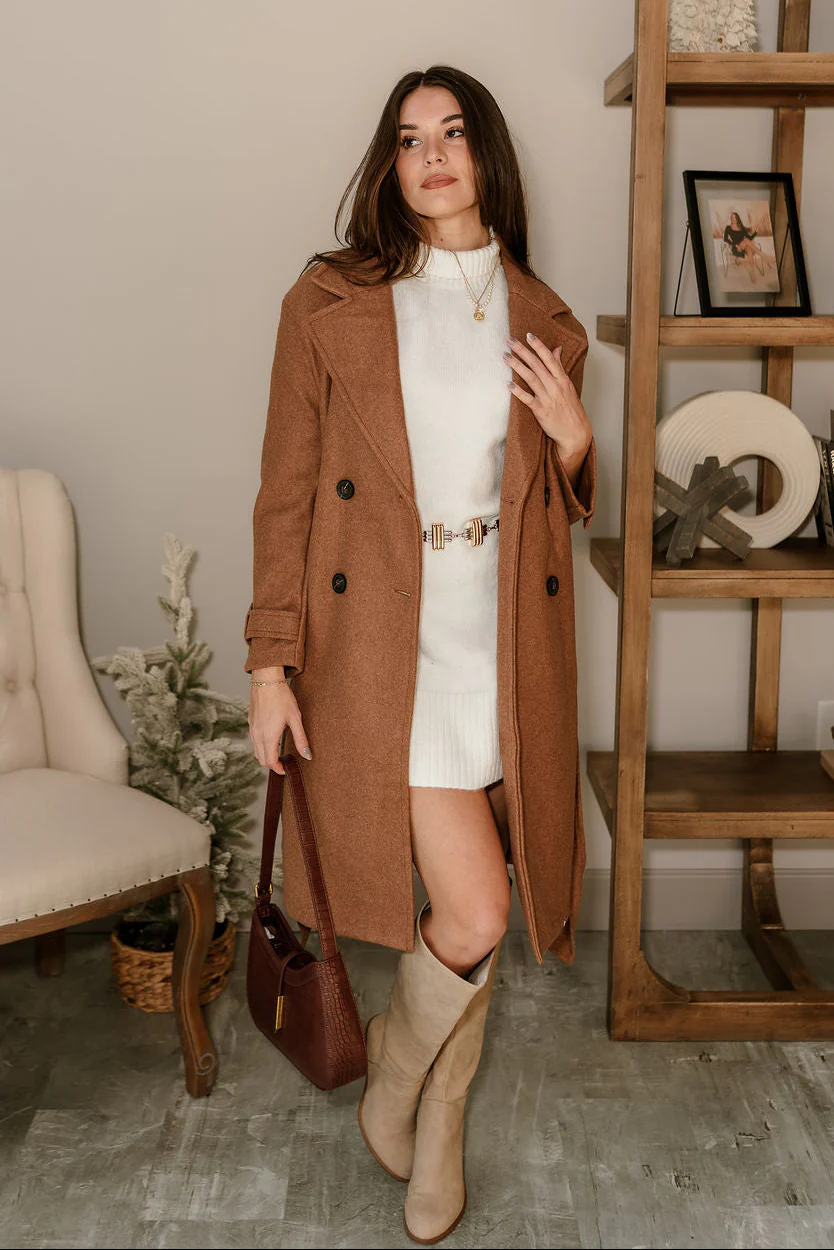 Stella Camel Brown Tie Waist Coat