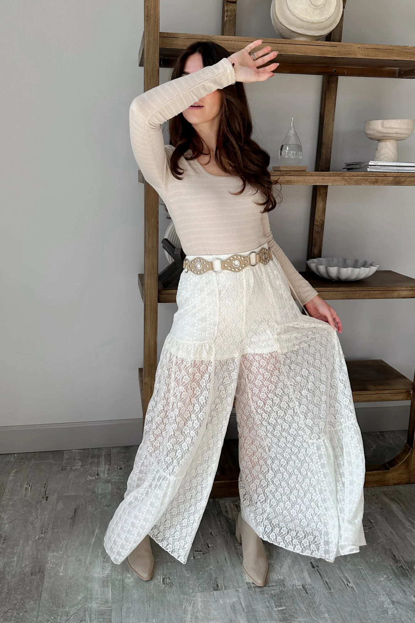 Stella Cream Lace Wide Leg Pant
