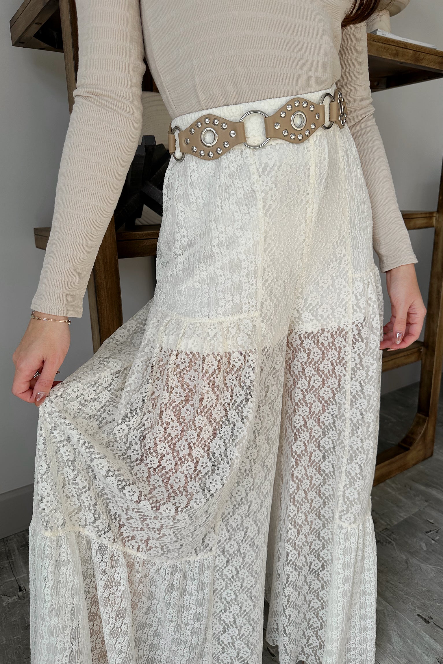 Stella Cream Lace Wide Leg Pant - Image 11
