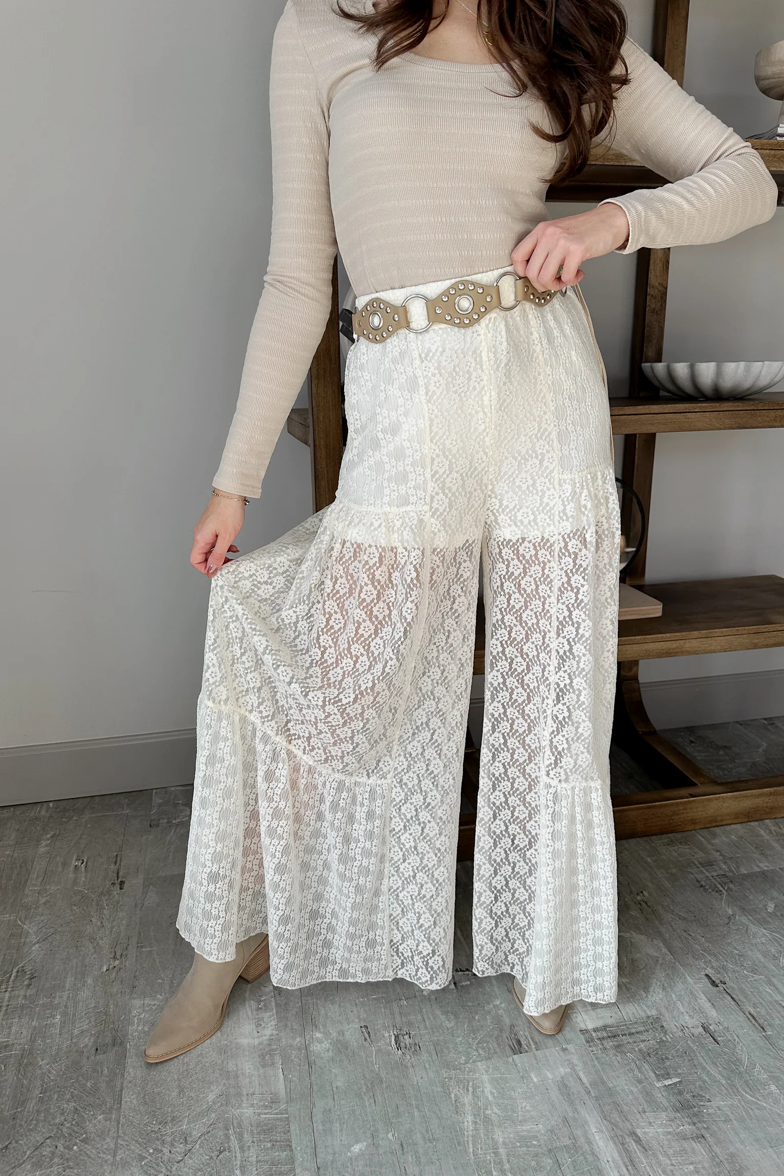 Stella Cream Lace Wide Leg Pant - Image 12