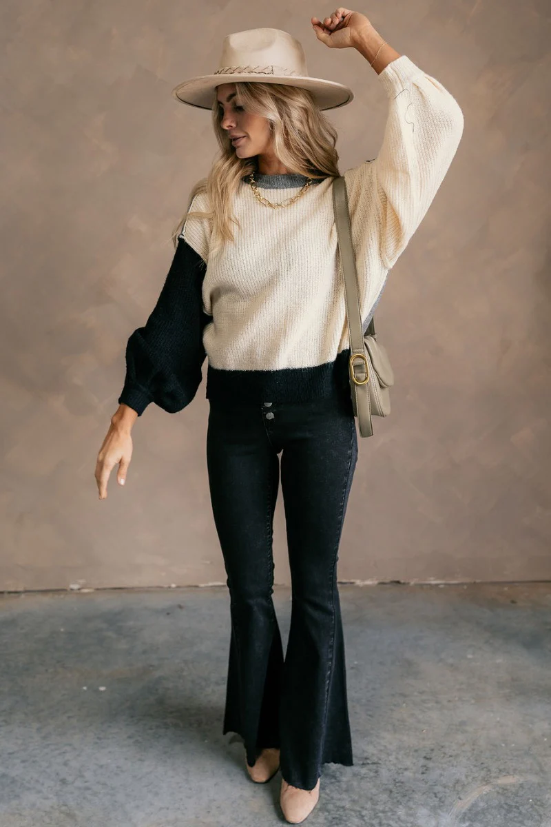 Stella Cream Multi Long Sleeve Sweater - Image 2