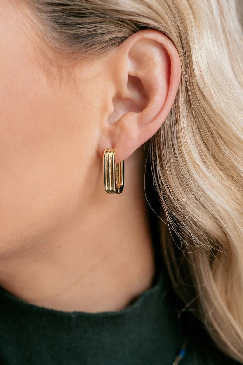 Stella Gold Rectangle Hoop Earrings