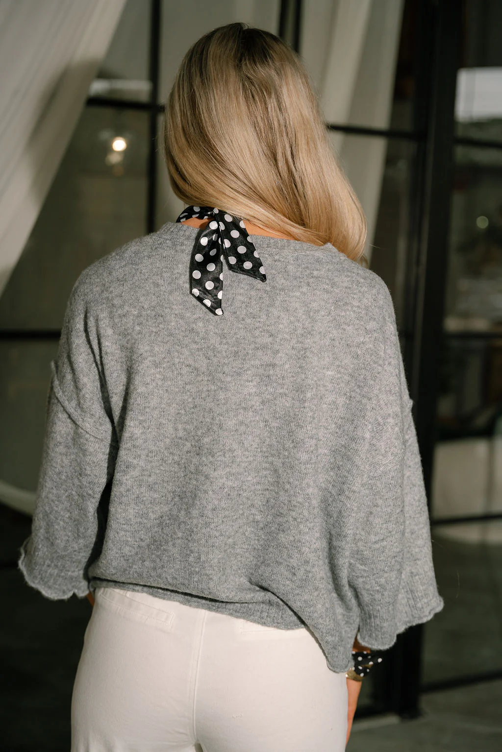 Stella Grey Short Sleeve Knit Sweater - Image 4