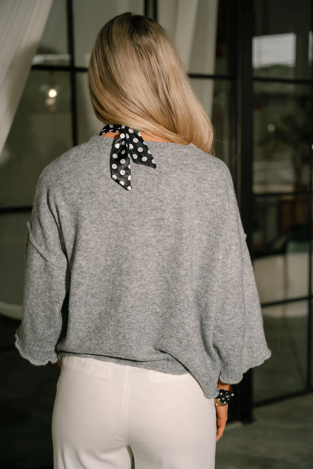 Stella Grey Short Sleeve Knit Sweater - Image 7