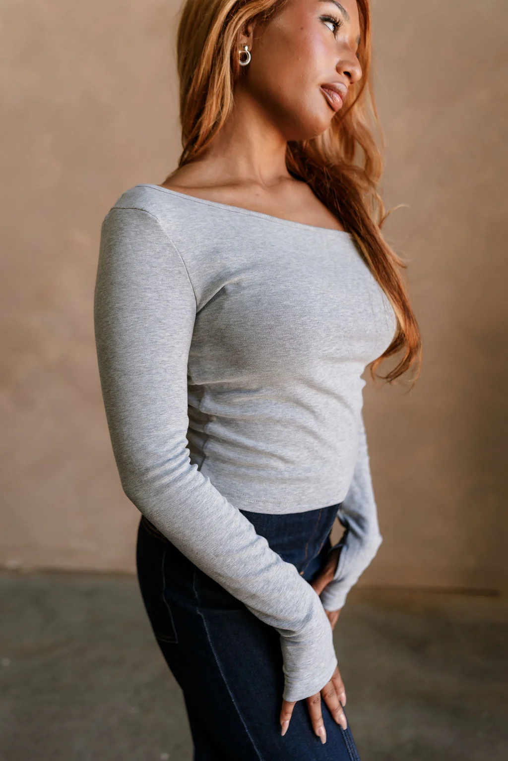 Stella Heather Grey Long Sleeve Top - Image 3