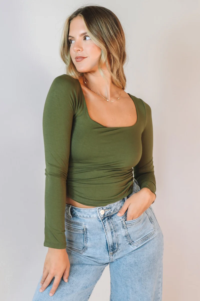 Stella Olive Square Neckline Long Sleeve Top