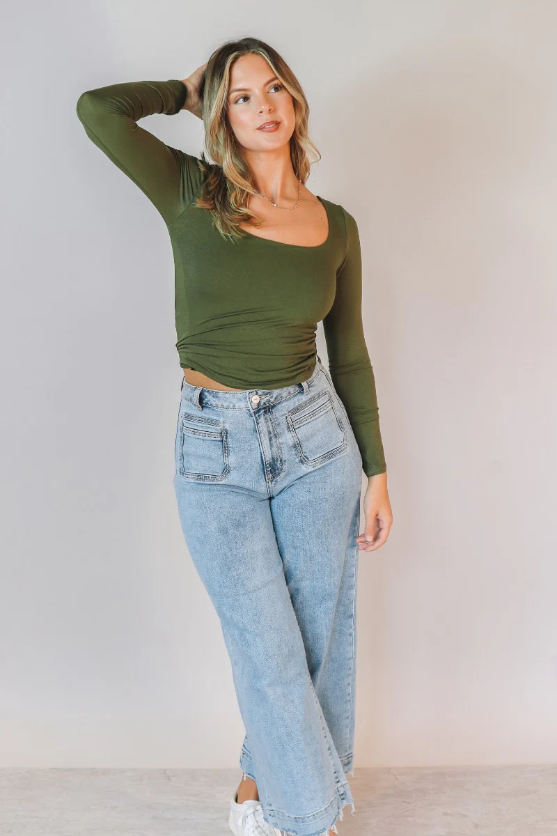 Stella Olive Square Neckline Long Sleeve Top - Image 2
