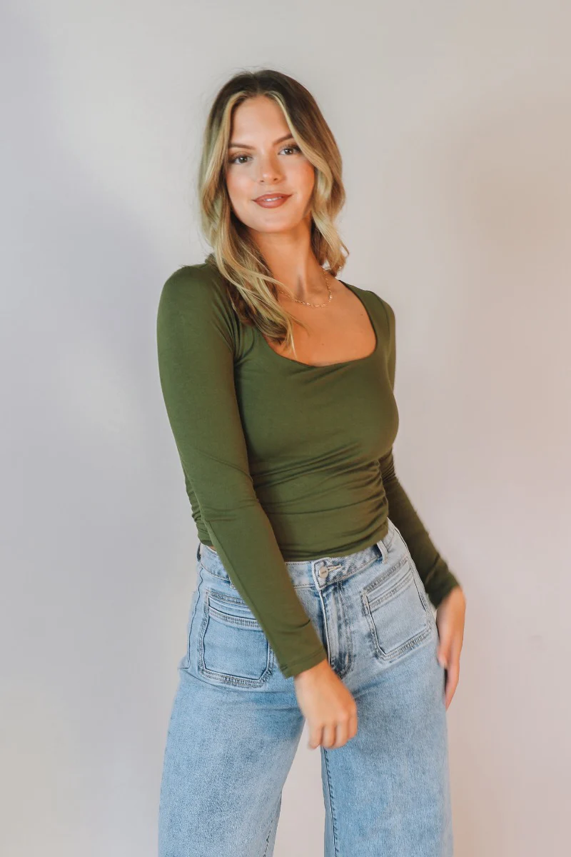 Stella Olive Square Neckline Long Sleeve Top - Image 3