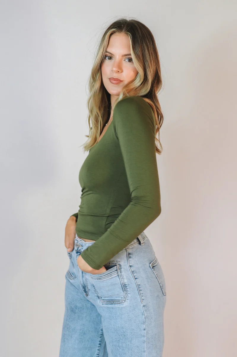 Stella Olive Square Neckline Long Sleeve Top - Image 6