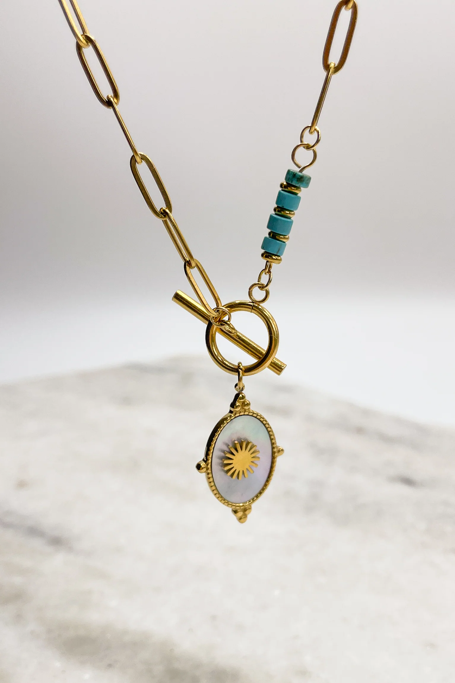 Stella White Opal Gold Necklace