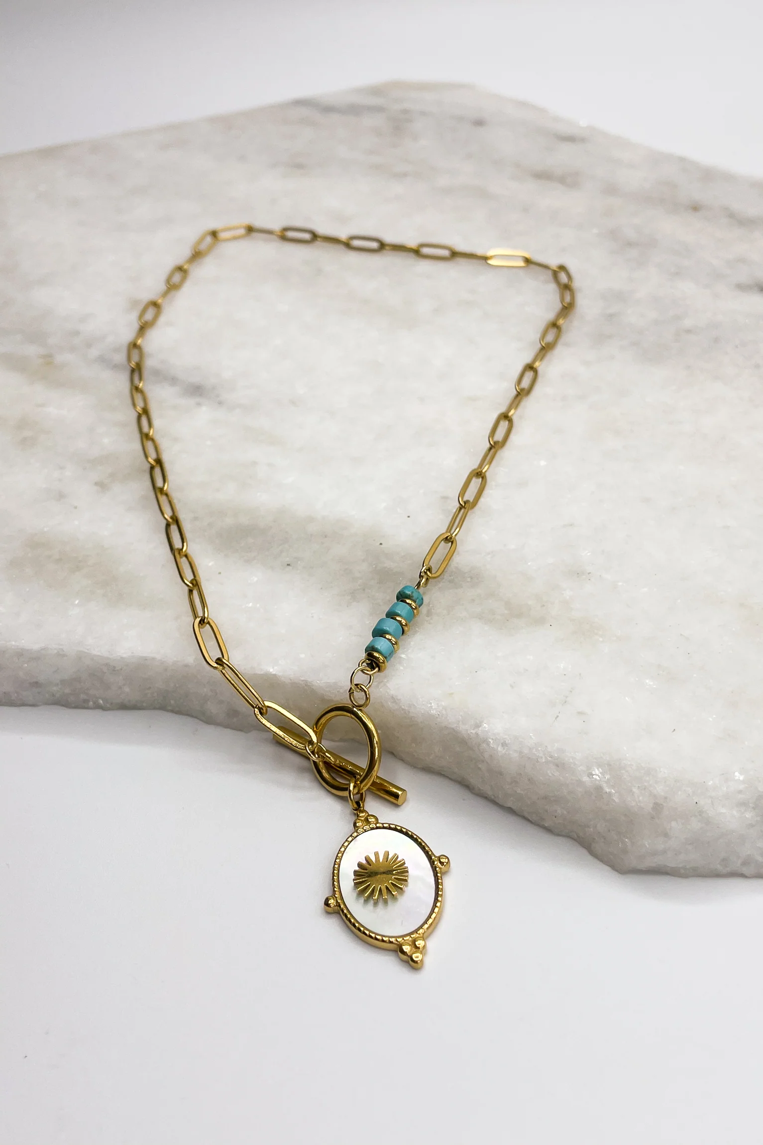 Stella White Opal Gold Necklace - Image 2