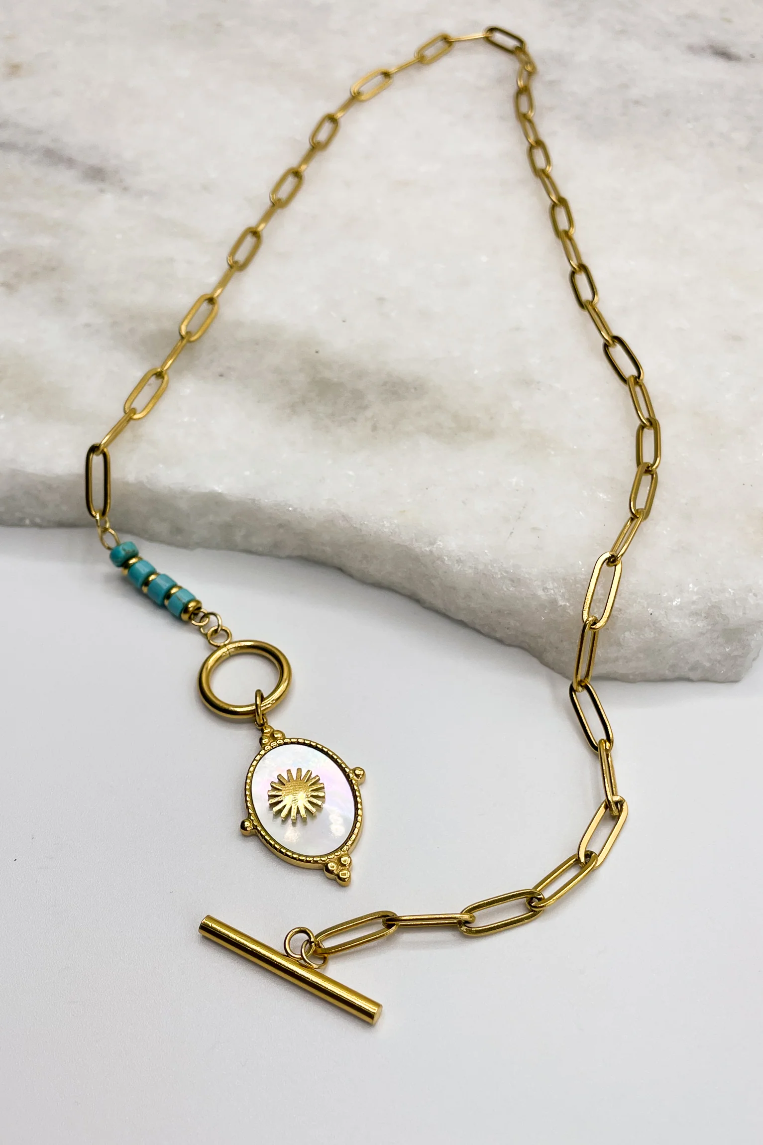 Stella White Opal Gold Necklace - Image 3