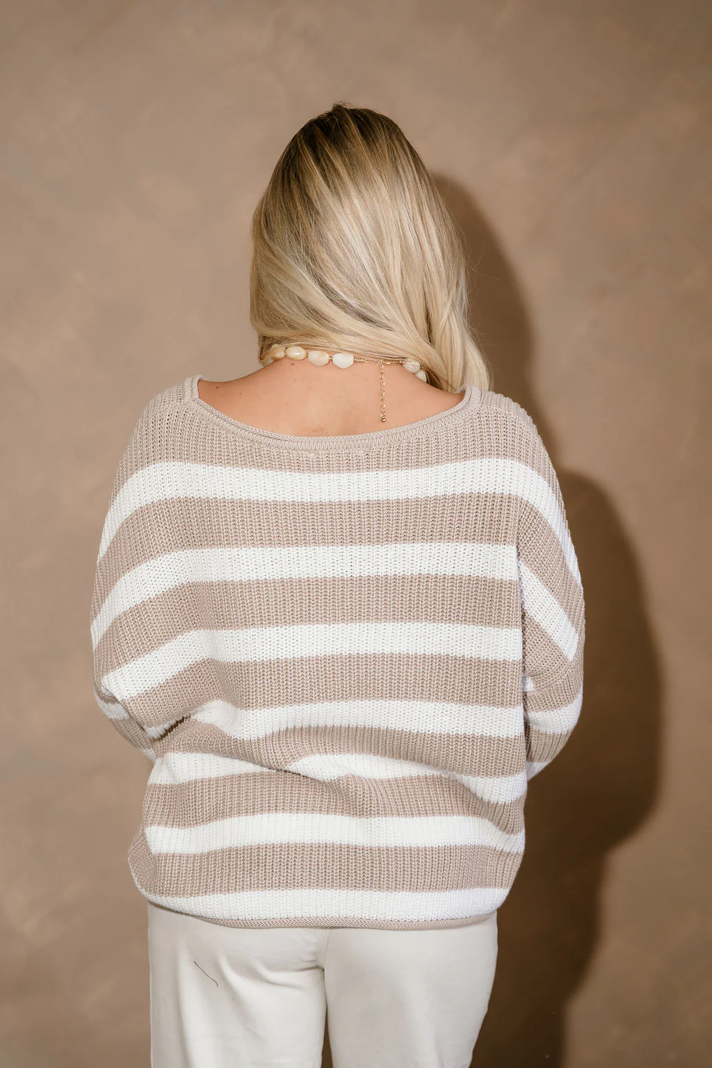 Steph Taupe & White Striped Sweater - Image 4