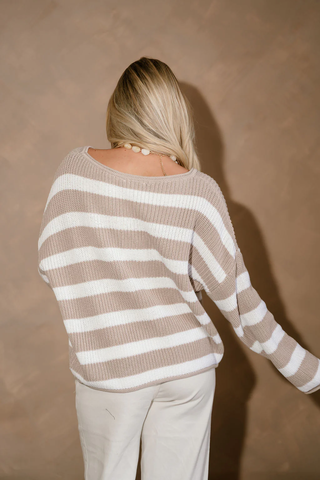 Steph Taupe & White Striped Sweater - Image 8